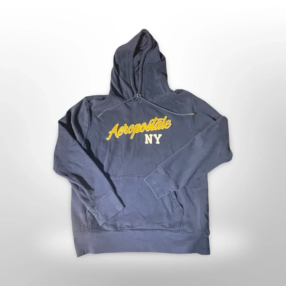 Aeropostale NY Navy Blue Graphic Hoodie Sweatshirt Men's‎ Size L